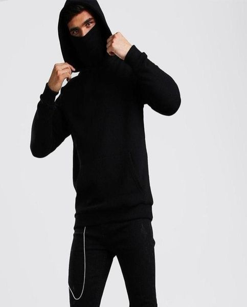 

ninja hoodies men mask cotton oversized hoodies sports solid long sleeve winter hooded sweatshirts men clothing spot whole 2019907167, Black
