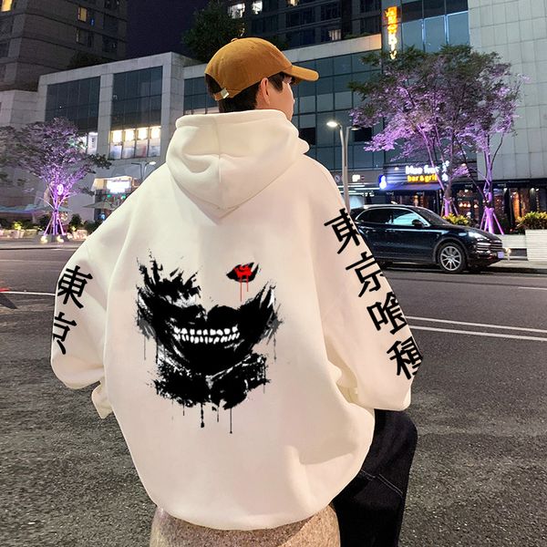 

men's hoodies sweatshirts anime hoodie tokyo ghoul kenaki hoodies men women casual loose print pullover harajuku streetwear men's, Black