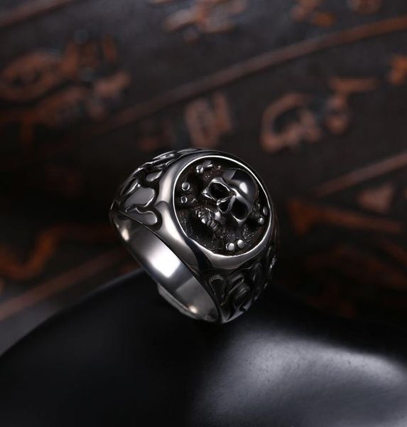 

hip hop mens stainless steel jewelry engraving skull men039s ring fashion violent locomotive biker rings men jewelry size 8 to 4768231, Silver