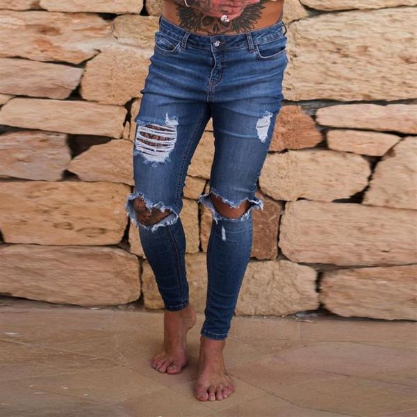 

mens skinny jeans super skinny jeans men ripped stretch denim pants motorcycle holes denim zipper streetwear pants 4 17230z, Blue