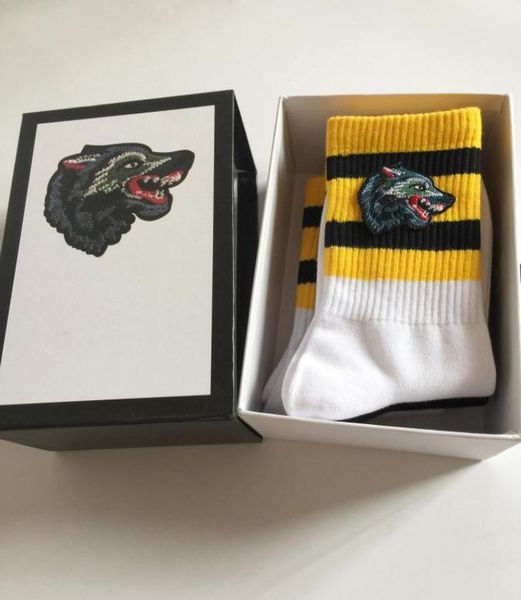 

4 pairbox animal head mens socks four pairs fashion sports socks wolf embroidery leisure cotton man socks gift box set trdjzs6472462, Black