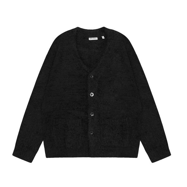 

knitting v-neck solid color pocket cardigan sweater for men and women streetwears coat oversized