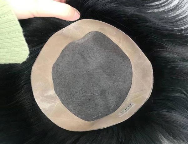 

indian human hair black and brown color natural wave 10quotx8quot men039s toupee hair pieces 120 density 3 mono lace with9371146