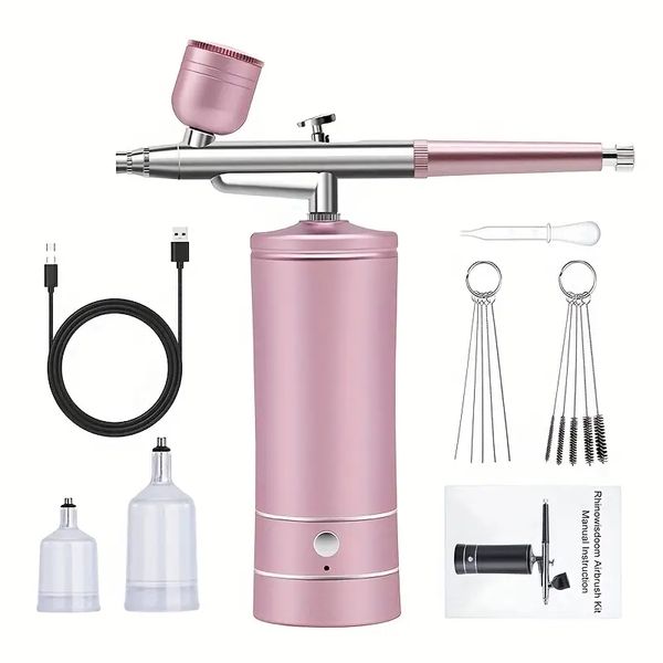 

1 set mini air compressor kit: create professional nail art, tattoos, crafts & more with airbrush paint spray gun