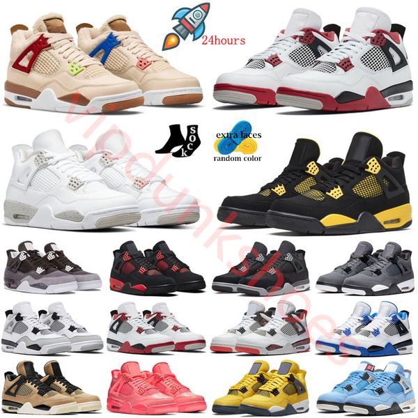 

men basketball shoes jumpman 4s red thunder university blue sail black cat cactus bordeaux purple metallic blank canvas women outdoor sports