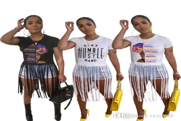 

womens designer tshirts with tassel 2022 summer letter print crew neck casual short sleeve plus size clothing4314886, White