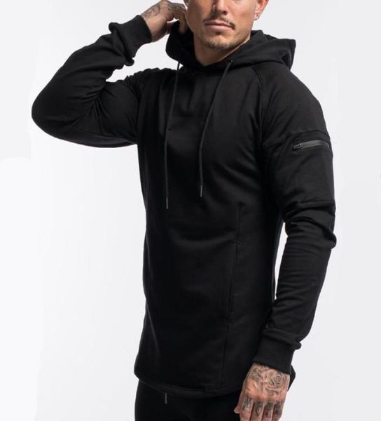 

solid black casual hoodie mens cotton sweatshirt gyms fitness workout pullover autumn new male slim hooded jacket clothing17298108