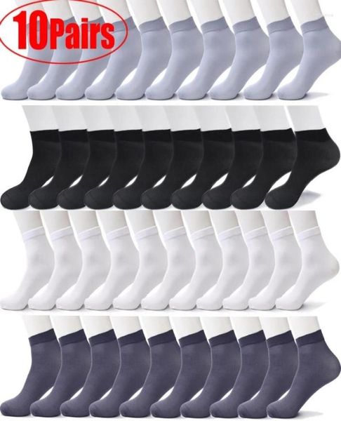 

men039s socks 20pics 10pairs men bamboo fiber summer spring sports sweat absorption deodorant ultrathin breathable silk long s8282846, Black