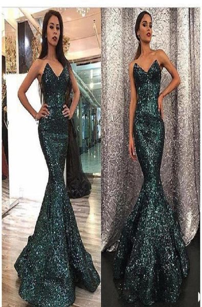 

2019 fashion hunter mermaid sequins prom dresses sweetheart neck sweep train dubai evening gowns 5322687, Black