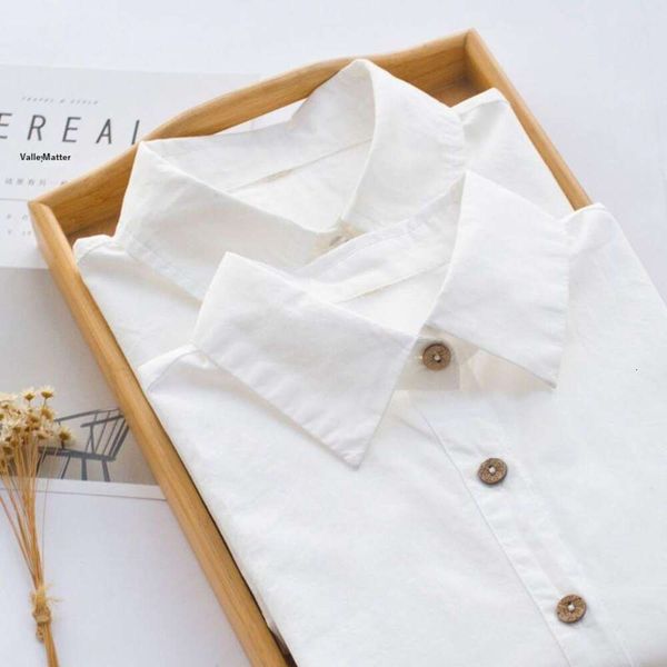 

item spring cotton white shirt womens long sleeved undershirt clothes japanese style fresh pure color