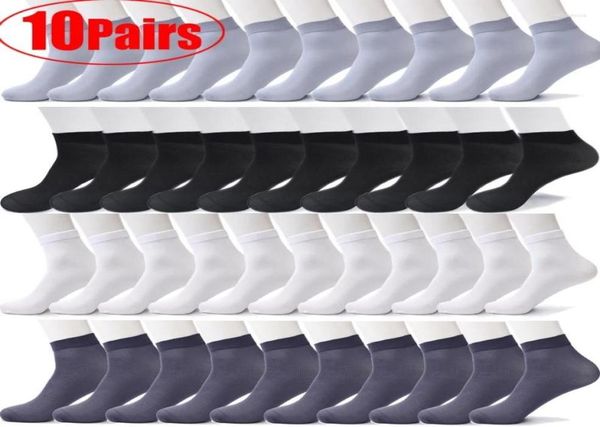 

men039s socks 20pics 10pairs men bamboo fiber summer spring sports sweat absorption deodorant ultrathin breathable silk long s8281544, Black