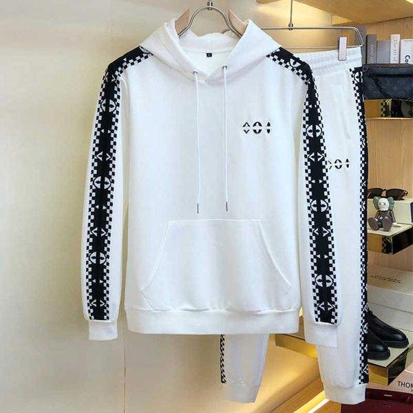 

high version tracksuits mens tracksuit v designer hooded sweater trouser suit embroidery hoodie casual pants jogging two-piece suit, Gray