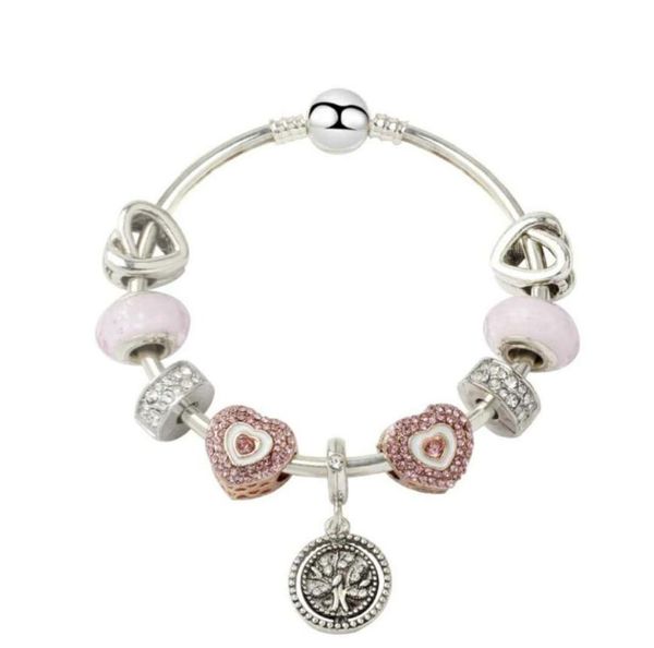 

new life tree bracelet charm bangle 925 silver bracelets charm heart beads for christmas gift diy jewelry1659261, Golden;silver
