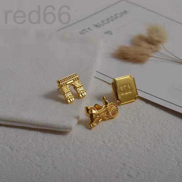 

charm designer 2021 new celi arc de triomphe carriage city gate three piece set sijia ear studs recommended ins earrings for women qqo5, Golden