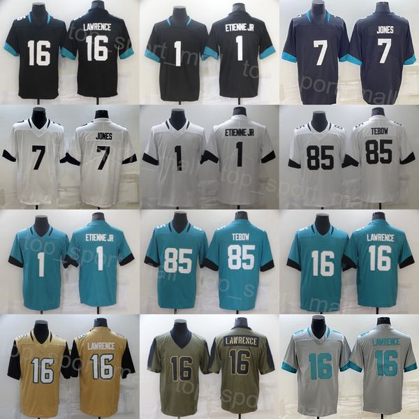 

men football 16 trevor lawrence jersey 1 travis etienne jr 85 tim tebow 7 zay jones olive salute to service army green black white brown sti, Black;red