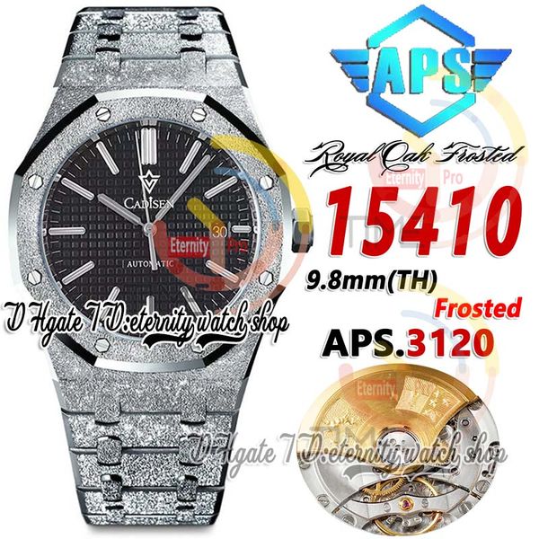 

apsf aps15410 frosted mens watch cal.3120 a3120 automatic ultra thin 9.8mm black texture dial stick markers stainless steel bracelet super e, Slivery;brown