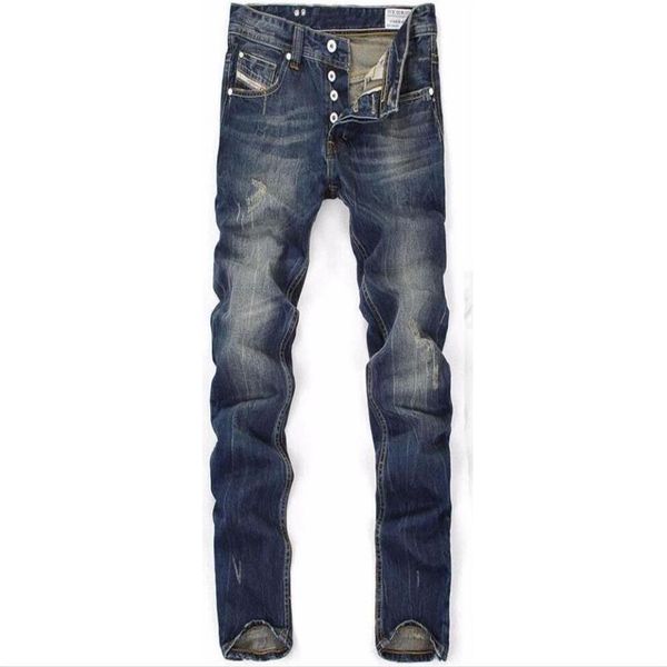 

high quanlity men blue denim designer ripped jeans for men classic retro men's jeans242c