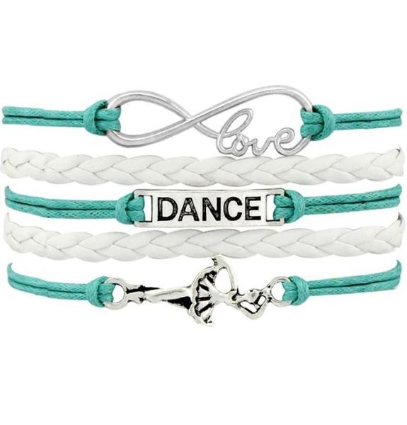 

charm bracelets dance dancer ballet shoes heart infinity love handmade jewelry women men gift drop7470604, Golden;silver