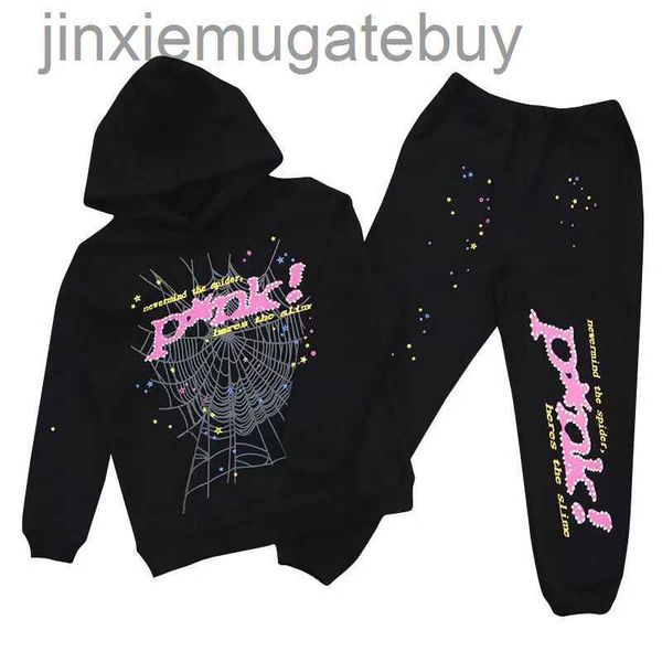 

designer sp5der children's hoodie young thug spider 555555 hoodies men and women transportation hoodie designer printing spider web tra, Black