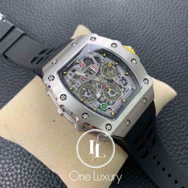 

watches wristwatch designer luxury mens mechanical watch original 011 rm11-03 flyback chronograph titanium case on black rubber strap swissz