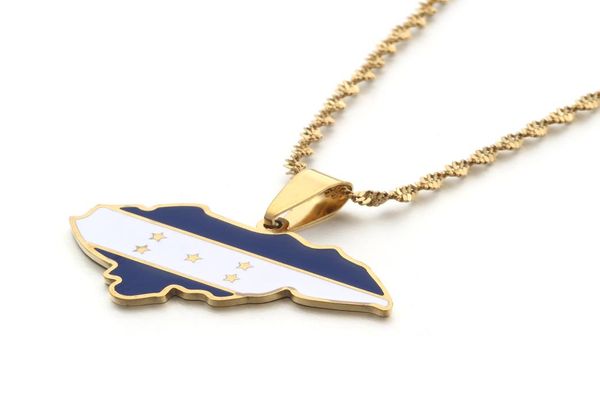 

enamel honduras map and flag pendant necklaces for women jewelry patriotic gifts6473126, Silver