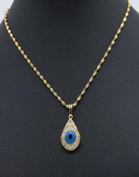 

evil blue eye pendant with wave chain 18k yellow gold filled teardrop pendant necklace gift6829191, Silver