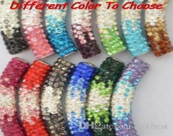 

ld342 20 pcslot 45cm mixed multicolor rhinestone micro pave cz crystal gradual change crystal tube long tubes bending beads brace5071079