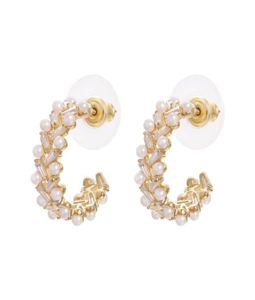 

yoursfs 6 pairsset cshaped pearl zircon stud earrings fashion jewelry 18k gold plated woman christmas gift5966253, Golden;silver