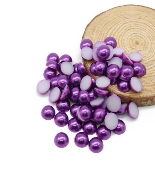 

flatback abs imitation round half pearl beads dark purple color for craft scrapbook phone case and nail art deco5954678, Black