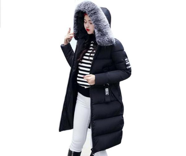 

winter jacket women coat thick long ladies parka hooded female outwear coat down cotton padded parka winter women jacket big fur s4156559, Black