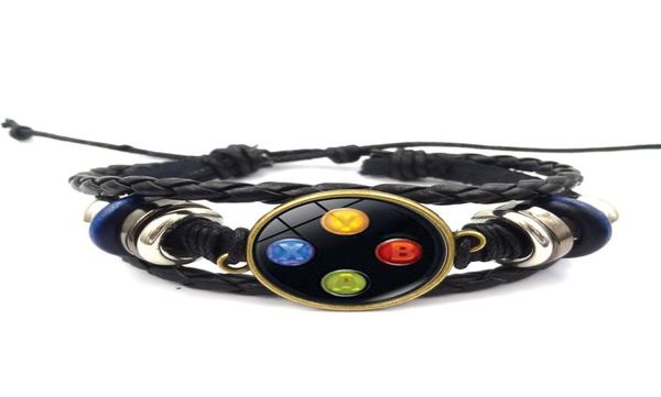 

old video game controller men leather bracelets novelty handmade glass gem art po charm bracelet gift jewelry4266464, Golden;silver