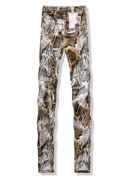 

men039s jeans fashion mens snakeskin printed slim fit skinny night club dj trousers pants slacks for male plus size men jeansme6078212, Blue