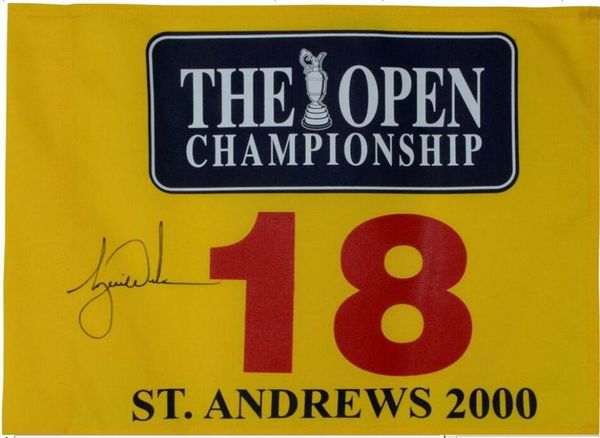 

tiger woods signed 2000 british at st andrews pin flag0125231512