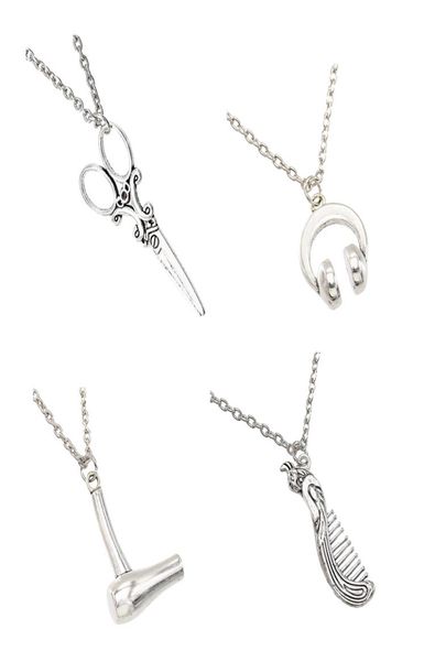 

vintage silver jewelry necklace for men with hair dryer scissor comb pendants shape fashion necklace women and men gifts2057491