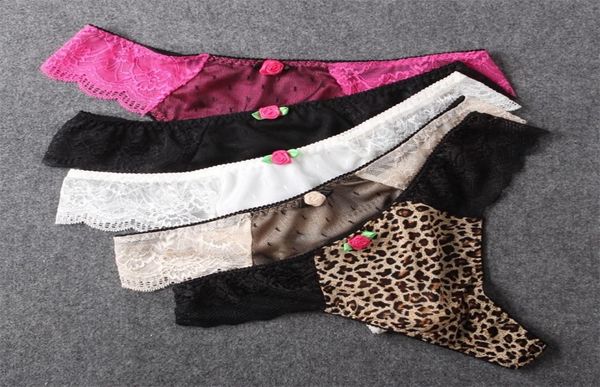 

5pcs/lot ps size women's g-string thongs panties woman g string leopard mesh satin thong french style brand quality tanga y200425248161, Black;pink