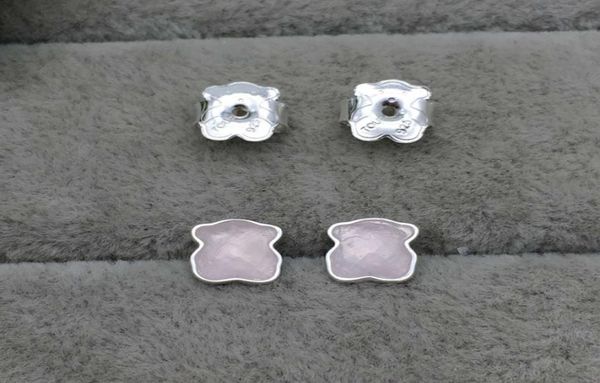

bear pink earrings jewelry 925 sterling silver earrings pendientes bear color de plata fits european jewelry style gift for women 2272153, Golden;silver