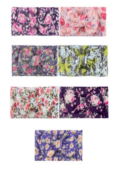 

princess headwear flower baby girls headdress printed bow knot hair band elastic newborn headband baby hair accessories 7 designs 4263343, Slivery;white