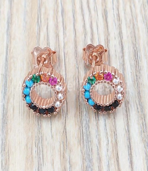 

925 sterling silver bear jewelry earrings stud straight small disco earrings in rose gold vermeil with genstones fits european sty5893052, Golden;silver