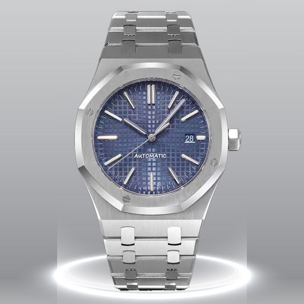 

mens automatic mechanical movement watches 41mm full stainless steel luminous waterproof brand watch couples style classic wristwatches for, Slivery;brown