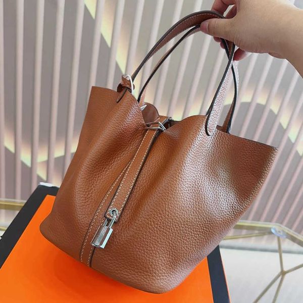 

9a picotin tc bucket bag designer handbag lock food basket new fashion classic women's luxury custom made handmade wax thread leather g