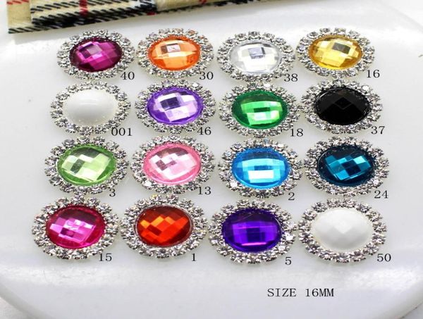 

50pcs mixed colors 16mm acrylic metal crystal rhinestone button wedding hair embellishments diy accessory decoration8334344, Black