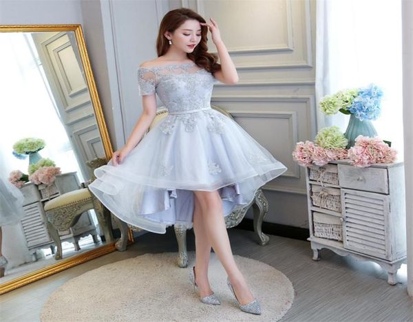 

new elegant evening dresses short front long back bride gown short sleeve ball prom party homecominggraduation formal dress79487328028558, Red