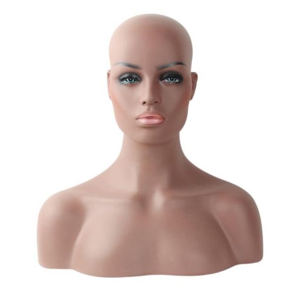 

brand new four different skin and makeup female realistic fiberglass afroamerican mannequin head bust for lace wigs display7172049, White
