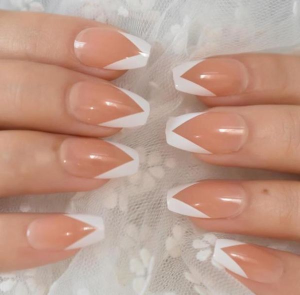 

false nails medium coffin french fake nail 24pcs natural daily artificial press on elegant beauty tips1332181, Red;gold