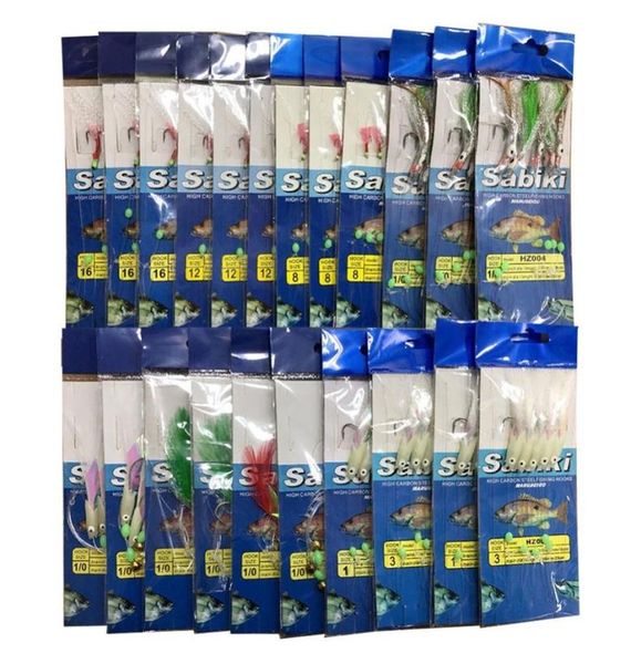 

22pcs fish skin string hooks sabikis rig for luminous soft shrimp fishing hook lure bait mix size tackle accessoriesa308z2712974