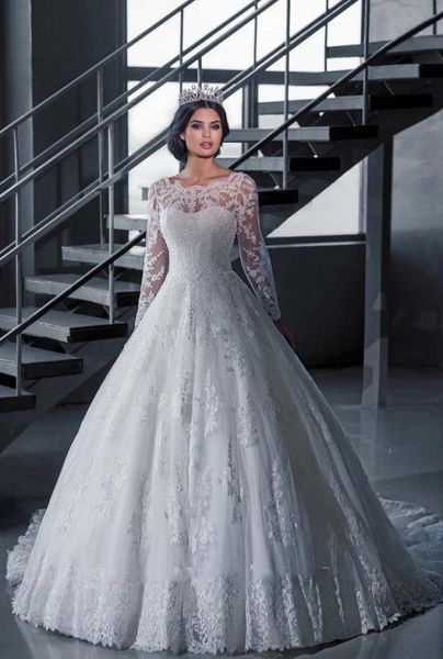 

vestido de novia vintage white ball gown wedding dresses with sleeves robe de mariage princesse bridal gowns long sleeve wed8294087