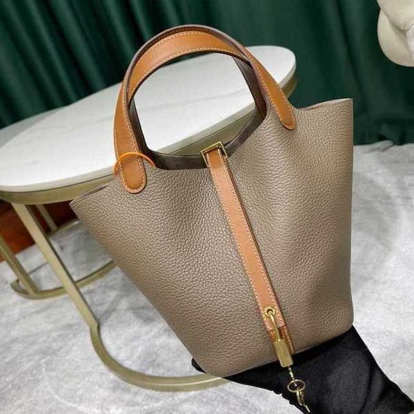 

authentic handbag desinger totes picotin bags 2023 new h family semihandmade wax thread vegetable basket childrens head cover cowhide bucket