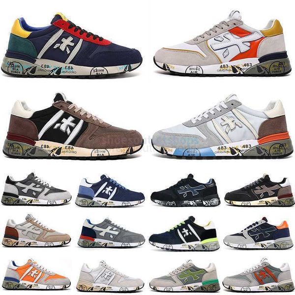 

new premiata mens womens running shoes sneaker designer italy mick lander django sheepskin genuine leather mens traingers sports sneakers wa, Black