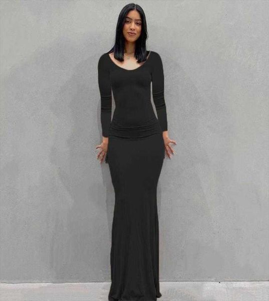 

skims womens clothing long dress casual slim fit sleeved home7418892, Black;gray