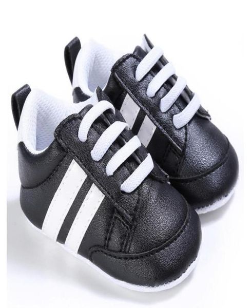 

baby shoes newborn boys sneaker girls two striped first walkers kids toddlers lace up pu leather soft soles sneakers 018 months2015746